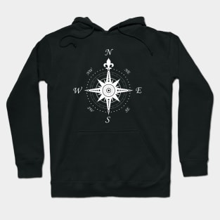 Stylish Compass Fancy White Black Directions Hoodie